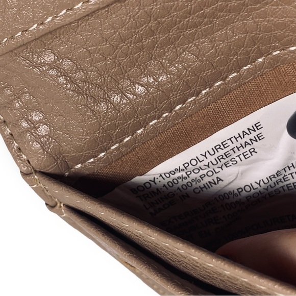 Anne Klein Striped Stitch Detail Bi-fold Wallet in Orange Beige & Gold - Picture 10 of 10